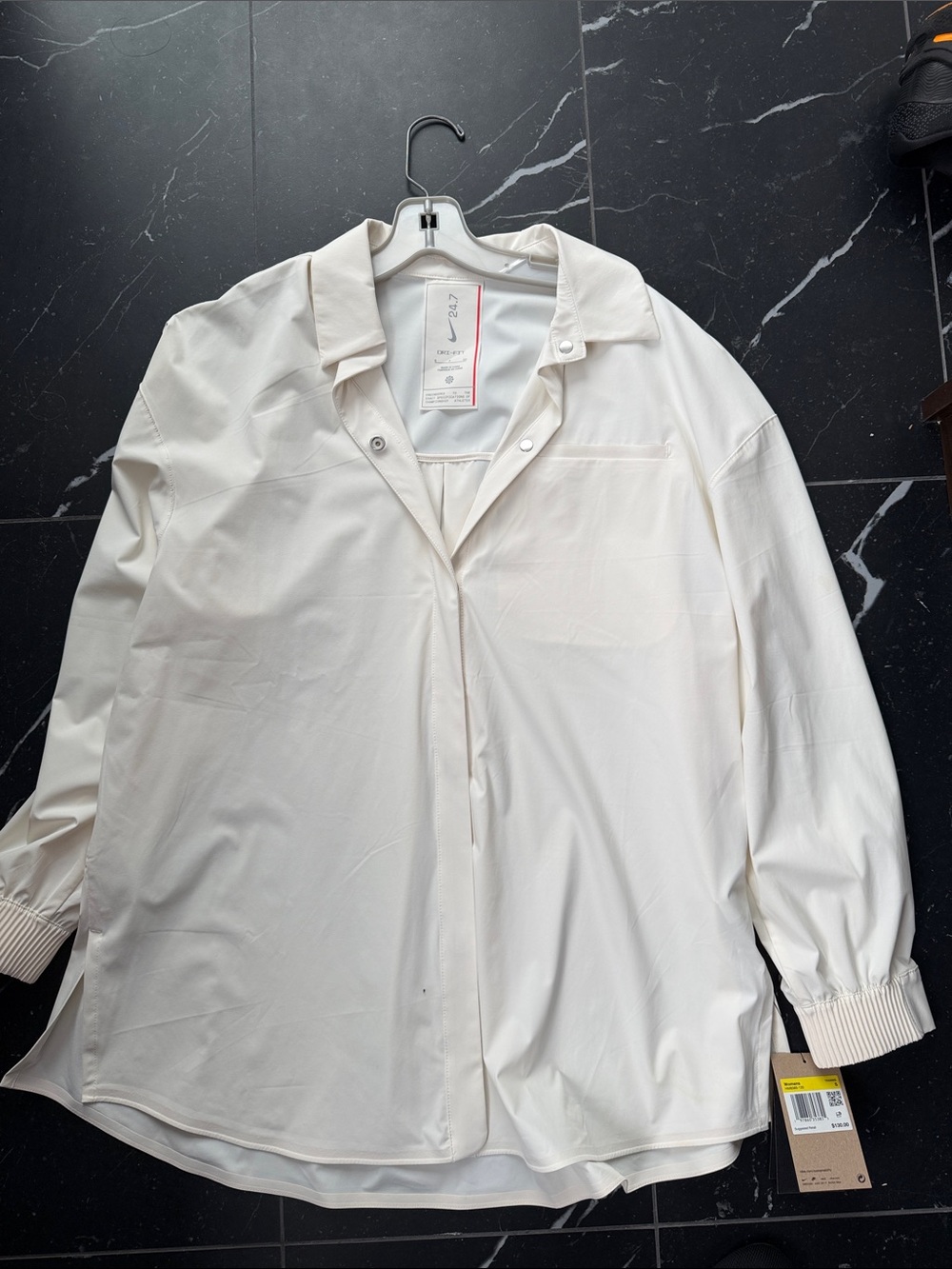 Nike woman’s  Off-White Long-Sleeve Casual oversized dry fit Button-Down Shirt